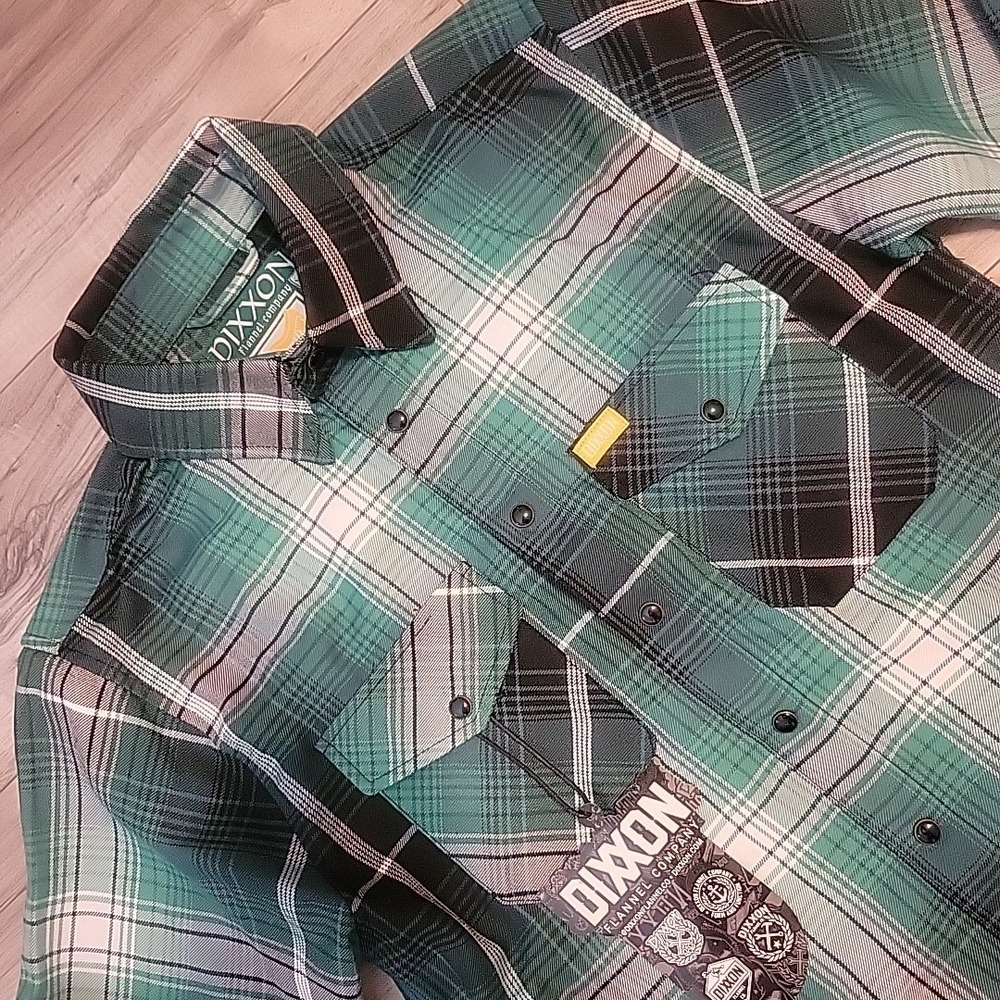 DIXXON Flannel Co. Shirt  Pearl Snap The Reilly Long Sleeve Men's XS Green New‎